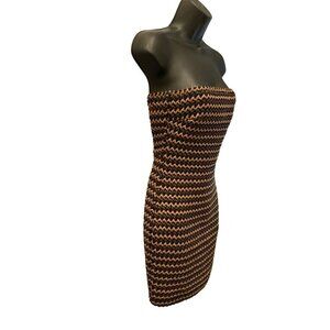 Wow Couture World of Women strapless mini dress small  brown/cream